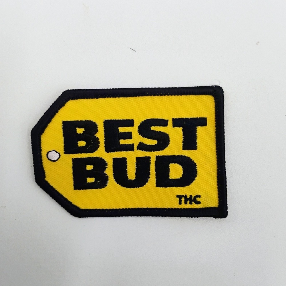 THC Clothing Best Bud Yellow Tag Logo Embroidered Iron On Patch Parody VTG 90s